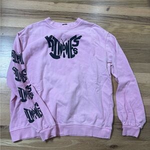 Urban Outfitters Pink Crewneck Sweatshirt with Black Graphic